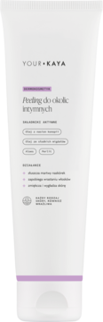 Your Kaya peeling intymny, biała tubka, widok z przodu. Z perlitm i olejem konopnym, wygładza skórę intymną.