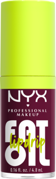 NYX Fat Oil Lip Drip, olejek do ust w bordowej butelce z limonkową nakrętką, widok z przodu.