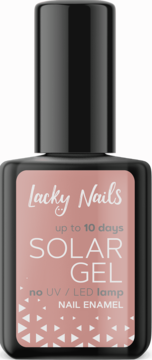 Lacky Nails Solar Gel 04 naked, różowy lakier do paznokci utwardzany słońcem, butelka z przodu.