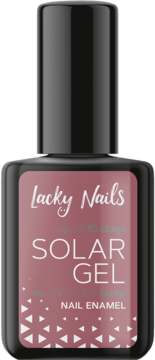 Butelka lakieru Lacky Nails Solar Gel nr 05 blush, rose-taupe, widok z przodu, bez lampy UV/LED.