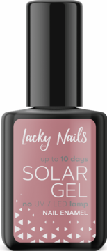 Lacky Nails Solar Gel różowy lakier do paznokci w czarnej butelce, bez lampy UV/LED, widok z przodu.