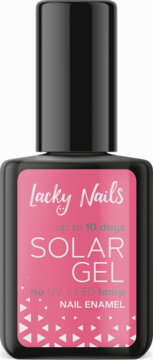 Lacky Nails Solar Gel lakier do paznokci, czarna butelka z różową etykietą, bez lampy UV/LED.