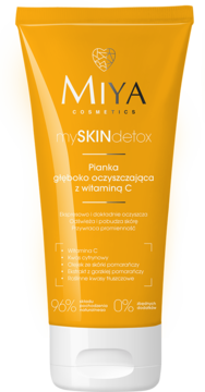 Miya mySKINdetox pomarańczowa pianka do mycia twarzy z witaminą C, tuba z przodu.