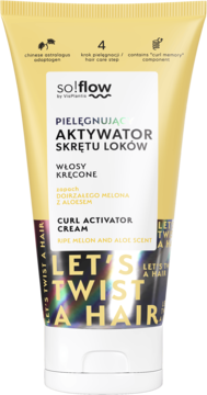 so!flow aktywator skrętu loków w żółto-białej tubce. Krem do włosów kręconych z melonem i aloesem.