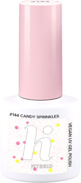 HI HYBRID ,lakier hybrydowy, #144 Cotton Candy Sprinkles,przód