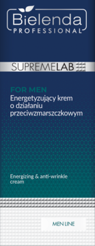 Bielenda Professional Supremelab For Men, opakowanie energetyzującego kremu przeciwzmarszczkowego, widok z przodu.