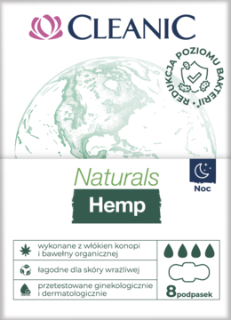 CLEANIC Naturals Hemp,podpaski higieniczne na noc,przód