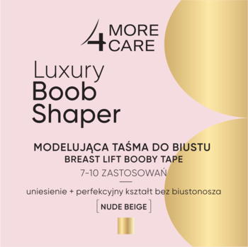 Luxury Boob Shaper, taśma do biustu Nude Beige, w różowo-beżowym opakowaniu, widok z przodu.