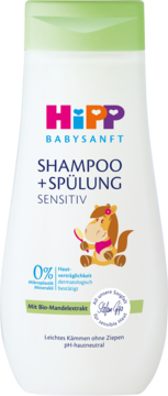 HIPP Baby Sanft Sensitive,szampon z odżywką, 2w1, dla dzieci od 1. dnia życia,przód