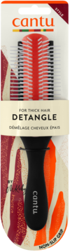 Cantu szczotka do rozczesywania włosów grubych w opakowaniu, czerwone włosie i czarny antypoślizgowy uchwyt.