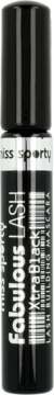 Miss Sporty Fabulous Lash XtraBlack tusz do rzęs w czarnej tubce z białymi napisami, widok z przodu na białym tle.