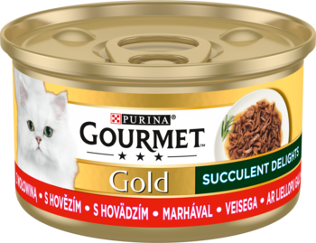 PURINA GOURMET Gold ,karma pełnoporcjowa mokra dla kotów, z wołowiną,przód