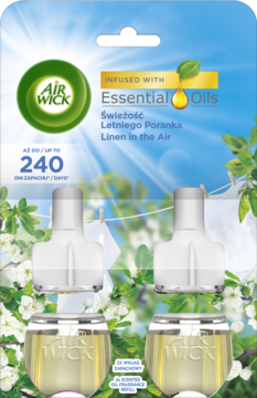 AIR WICK Essential Oils ,wkład do elektrycznego odświeżacza powietrza dwupak, Świeżość Poranka,przód