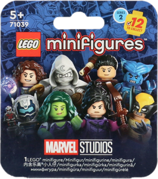Saszetka LEGO Minifigures Marvel Studios Series 2 (71039) z figurkami Moon Knighta, She-Hulk.