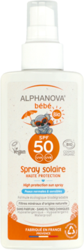ALPHANOVA Bebe ,spray przeciwsłoneczny, SPF 50+,przód