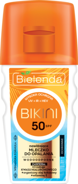 BIELENDA Bikini ,mleczko do opalania, nawilżające, SPF50, wodoodporne,przód