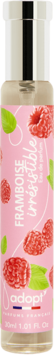 Adopt' Framboise Irrésistible 30ml, różowa butelka wody perfumowanej z grafiką malin, widok przód.