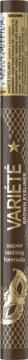 Brązowy eyeliner Eveline Variete, cylindryczna butelka ze złotym logo zamku, wężem i QR kodem.