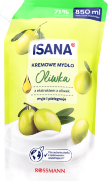 ISANA ,mydło w płynie, Oliwka, zapas,przód