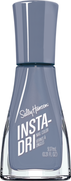 Sally Hansen Insta-Dri szybkoschnący lakier nr 508 Slow M-Ocean, w pionowej szaro-niebieskiej butelce.