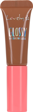 Brunatno-różowy klej do brwi Lovely Glossy Eyebrow Glue, widok z przodu. Nadaje efekt wet look.