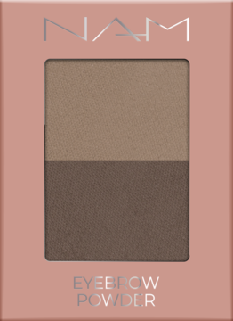 NAM Eyebrow Powder nr 2 Cool Blonde. Dwa odcienie pudru w różowym opakowaniu, do naturalnego efektu ombre.