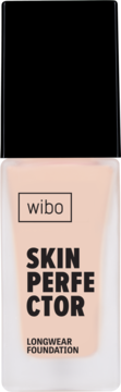 Wibo Skin Perfector Longwear Foundation, perfekcyjny podkład w jasnobeżowej butelce, widok z przodu.