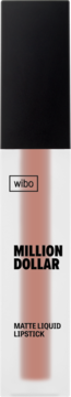 Wibo Million Dollar Matowa pomadka do ust w płynie, odcień brzoskwiniowo-różowy, widok z przodu.
