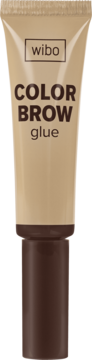 Wibo Color Brow Glue w beżowej tubce z brązową nakrętką, widok z przodu. Stylizuje i utrwala brwi.