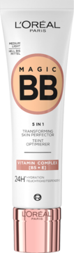 L'Oréal Paris Magic BB krem nawilżający w białej tubce, widok z przodu, Medium Light, B5+E.