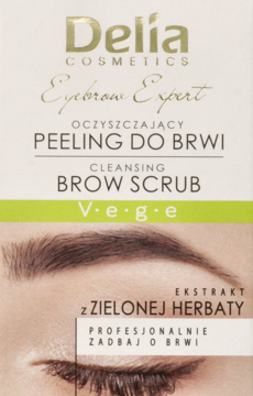 DELIA COSMETICS,peeling do brwi, oczyszczający, Ekstarkt z zielonej herbaty,przód