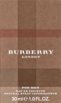 Brązowo-beżowe pudełko Burberry London for Men 30 ml, woda toaletowa, z klasyczną kratą Burberry.