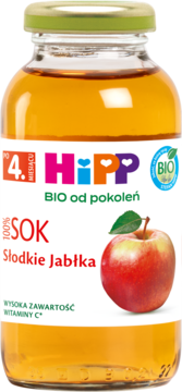 HIPP BIO od pokoleń 100% sok,sok, Słodkie Jabłka, po 4. m-cu,przód