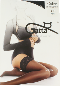 GATTA Michelle ,pończochy damskie samonośne, Nero, rozm. 3-4,przód