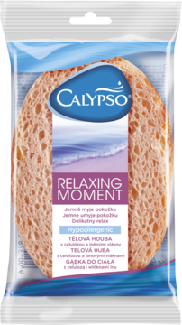 Calypso Relaxing Moment hipoalergiczna gąbka do mycia ciała, beżowa, w przezroczystym opakowaniu.