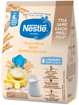 NESTLÉ ,kaszka mleczno-ryżowa, Banan, po 6.m-cu,przód