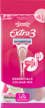 Wilkinson Sword Extra 3 Beauty, 4 maszynki, różowe opakowanie. 3 ostrza, ruchoma główka, pasek nawilżający.