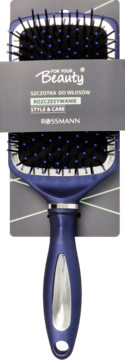 Granatowa szczotka For Your Beauty do rozczesywania włosów, z kulkowymi igłami, widok frontalny w opakowaniu.