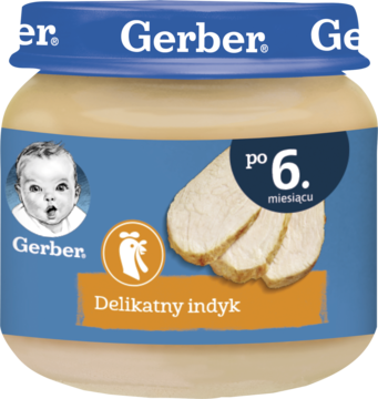 GERBER ,danie w słoiczku, delikatny indyk po 6.m-cu,przód