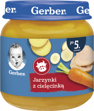 GERBER ,obiadek, jarzynki z cielęcinką po 5. m-cu,przód
