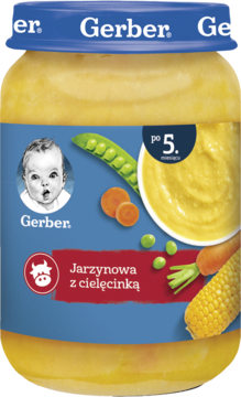 GERBER ,danie w słoiczku, Jarzynowa z cielęciną, po 5.m-cu,przód