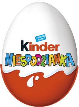 KINDER Niespodzianka ,jajko z niespodzianką, pokryte czekoladą mleczną,przód