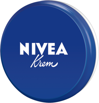 Ciemnoniebieskie, okrągłe opakowanie NIVEA Creme, widok z góry, z białym napisem NIVEA i Krem.