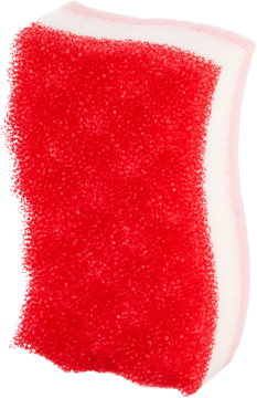 Czerwono-biała gąbka kąpielowa Fala Bubble Bath z warstwą do masażu, widok z przodu, falisty biały brzeg.