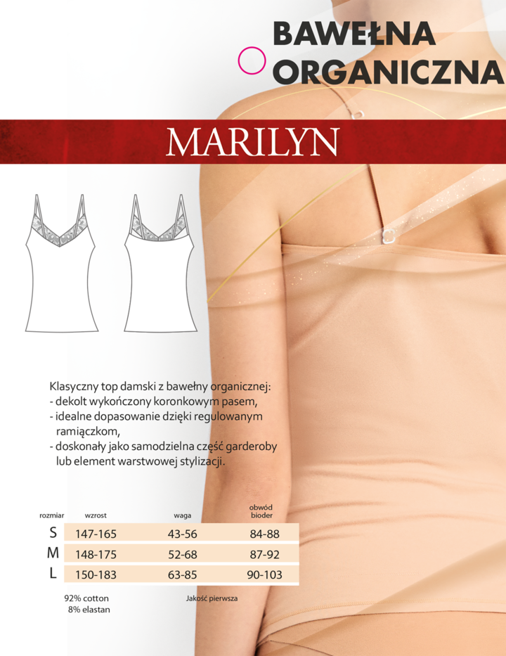 トップス Mamilyn MARILYN, Infinity , top damski, Natural, rozm. S, 1 szt