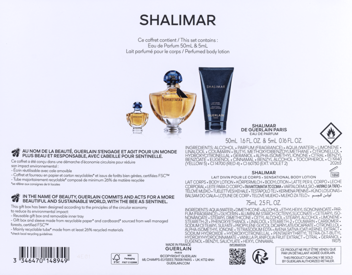 GUERLAIN, Shalimar , zestaw dla kobiet, woda perfumowana 50 ml +