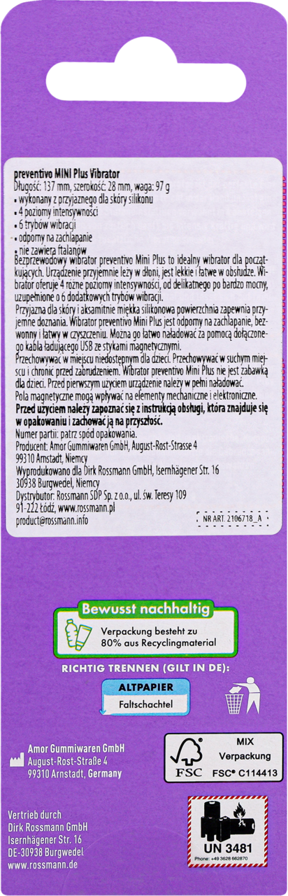 preventivo mini vibrator rossmann ALL BLACK - DONG 23 CM