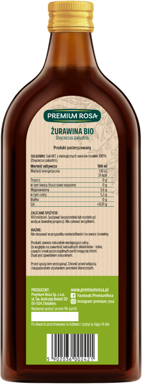 PREMIUM ROSA, sok, bezpośrednio wyciskany z ekologicznych owoców