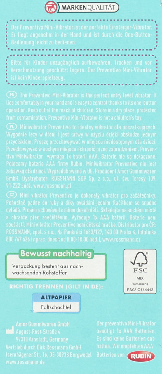 PREVENTIVO, , miniwibrator, silikonowy, 1 szt. | Drogeria Rossmann.pl