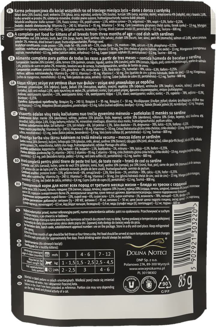 24 x 400 g Dolina Noteci Premium Junior Rijk aan kalkoen Nat Kattenvoer
